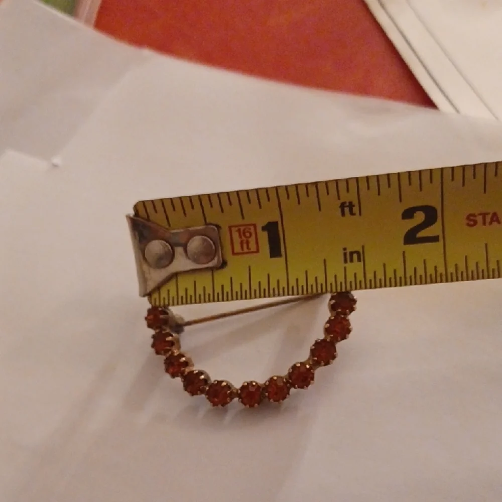 Vintage Gold and Orange Brooch Set Clip On Earings